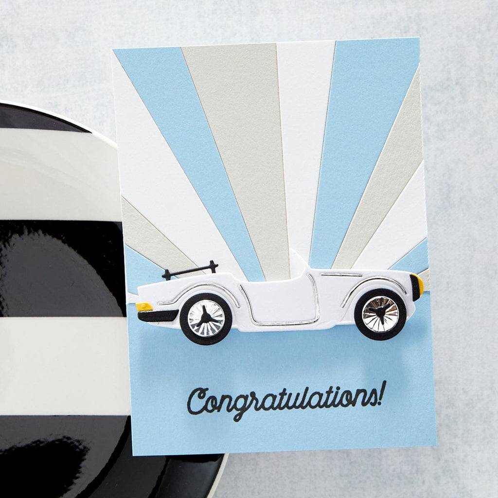 Open Road Sentiments Clear Stamp Set from the Open Road Collection (STP-066) congratulations blue card. 