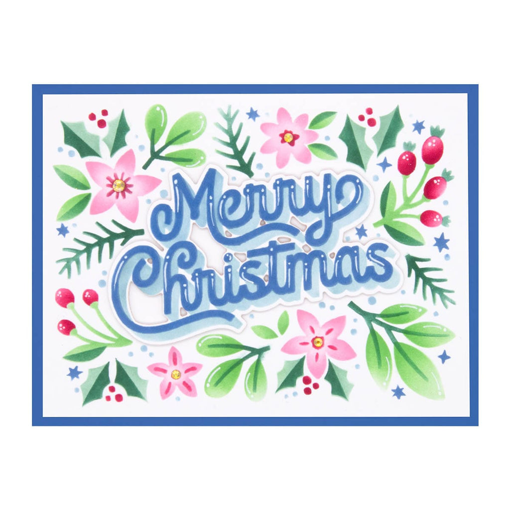 Spellbinders Stencils from The Layered Christmas Stencils-Merry Christmas Foliage