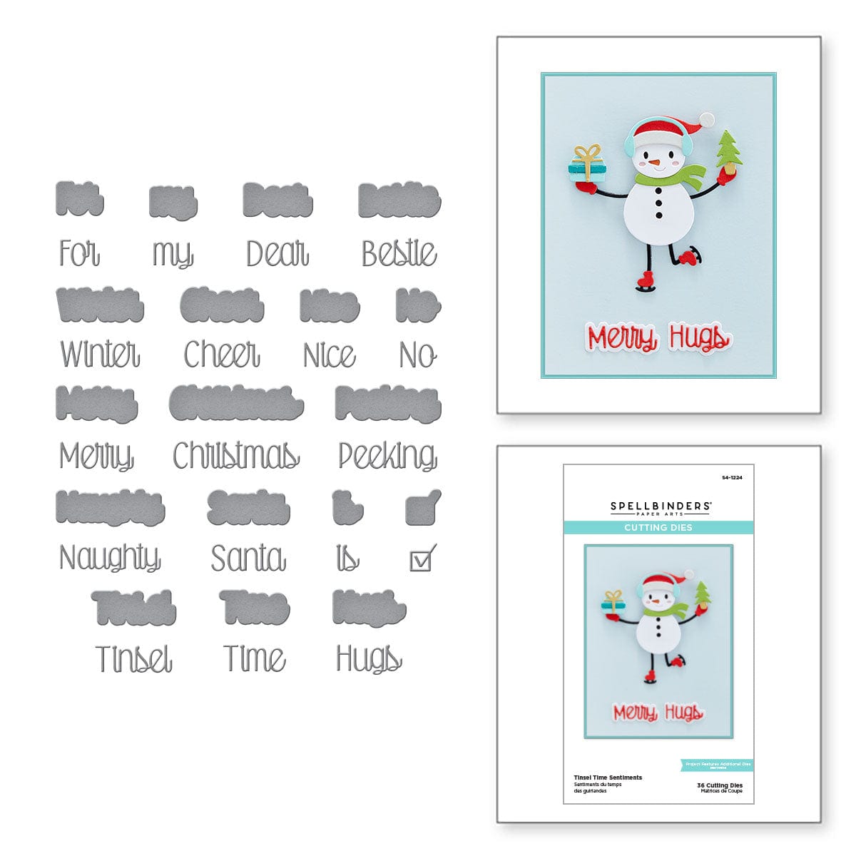 Spellbinders Clear Acrylic Stamps-Handmade Gift Tags - Tinsel Time