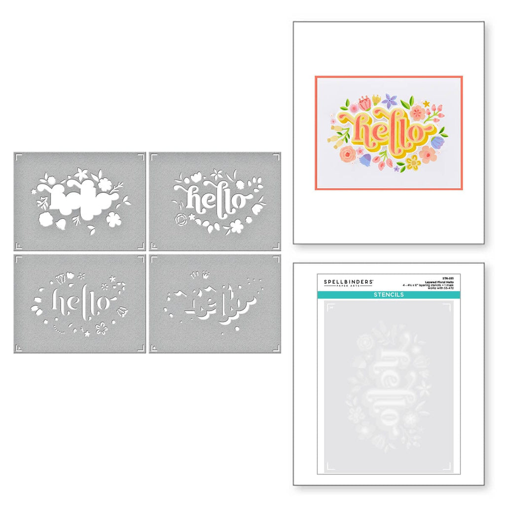 Spellbinders Stencil-Layered Floral Hello