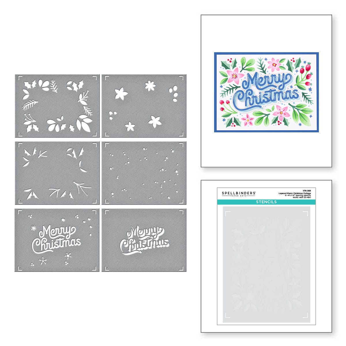 Spellbinders Layered Christmas Stencils: Merry Christmas Foliage (STN –  Only One Life Creations