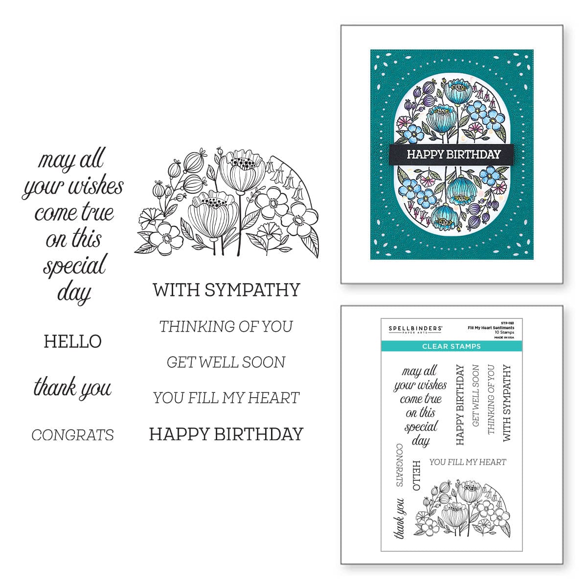 Spellbinders Stamp Set - Birthday Unboxing Sentiments, STP-117