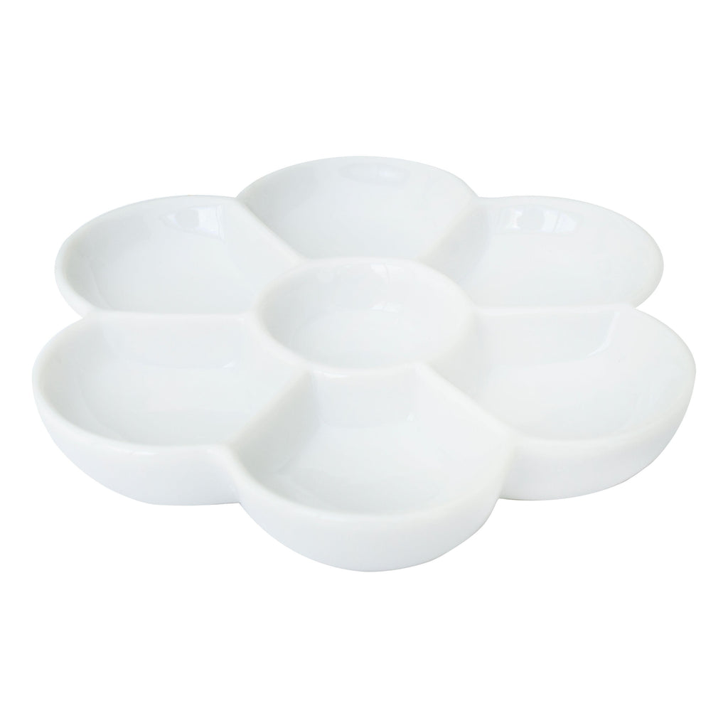 Yasutomo 7 Section Flower Porcelain Dish front view